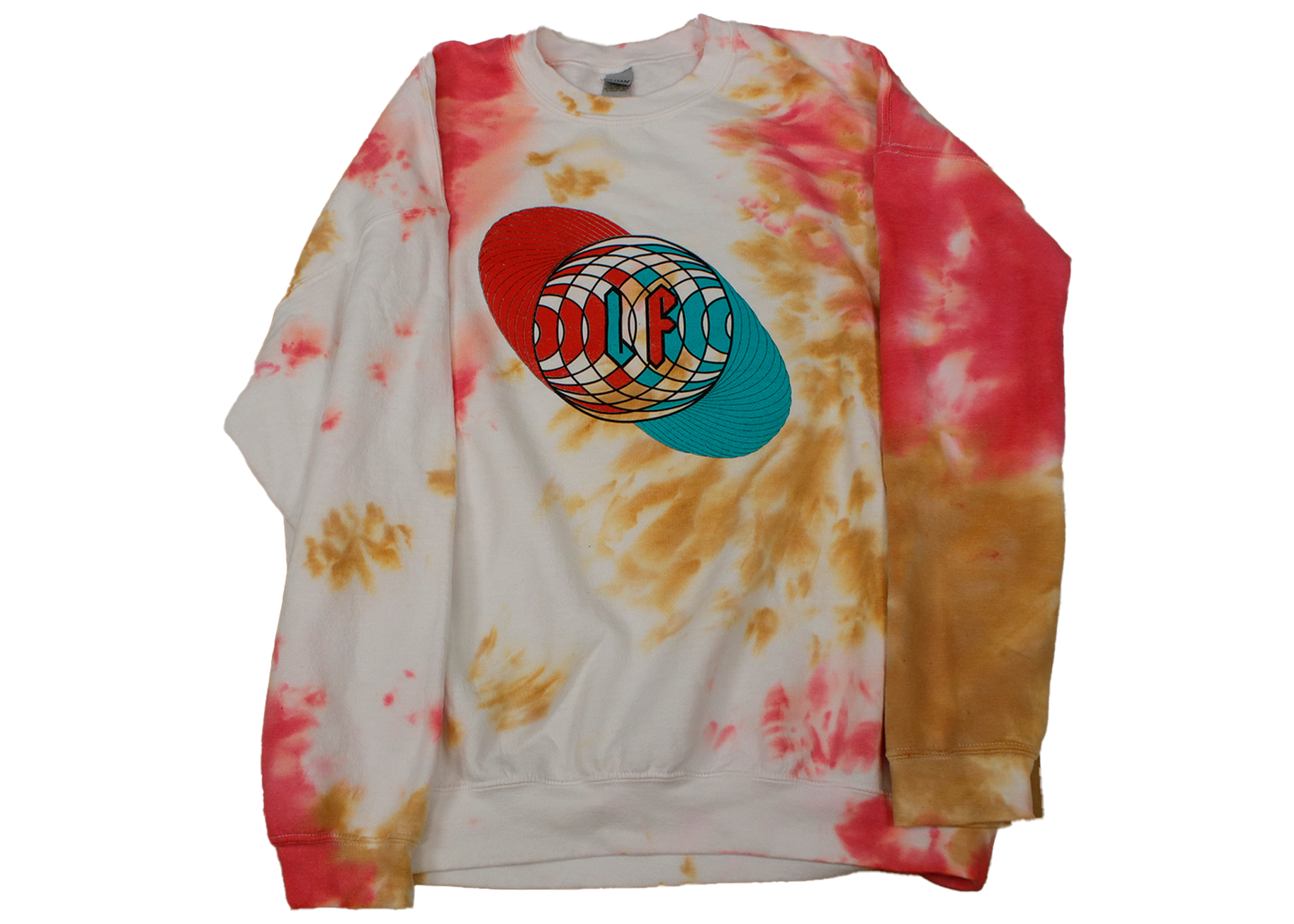 3D Optics Tie Dye White Pink Crew Neck