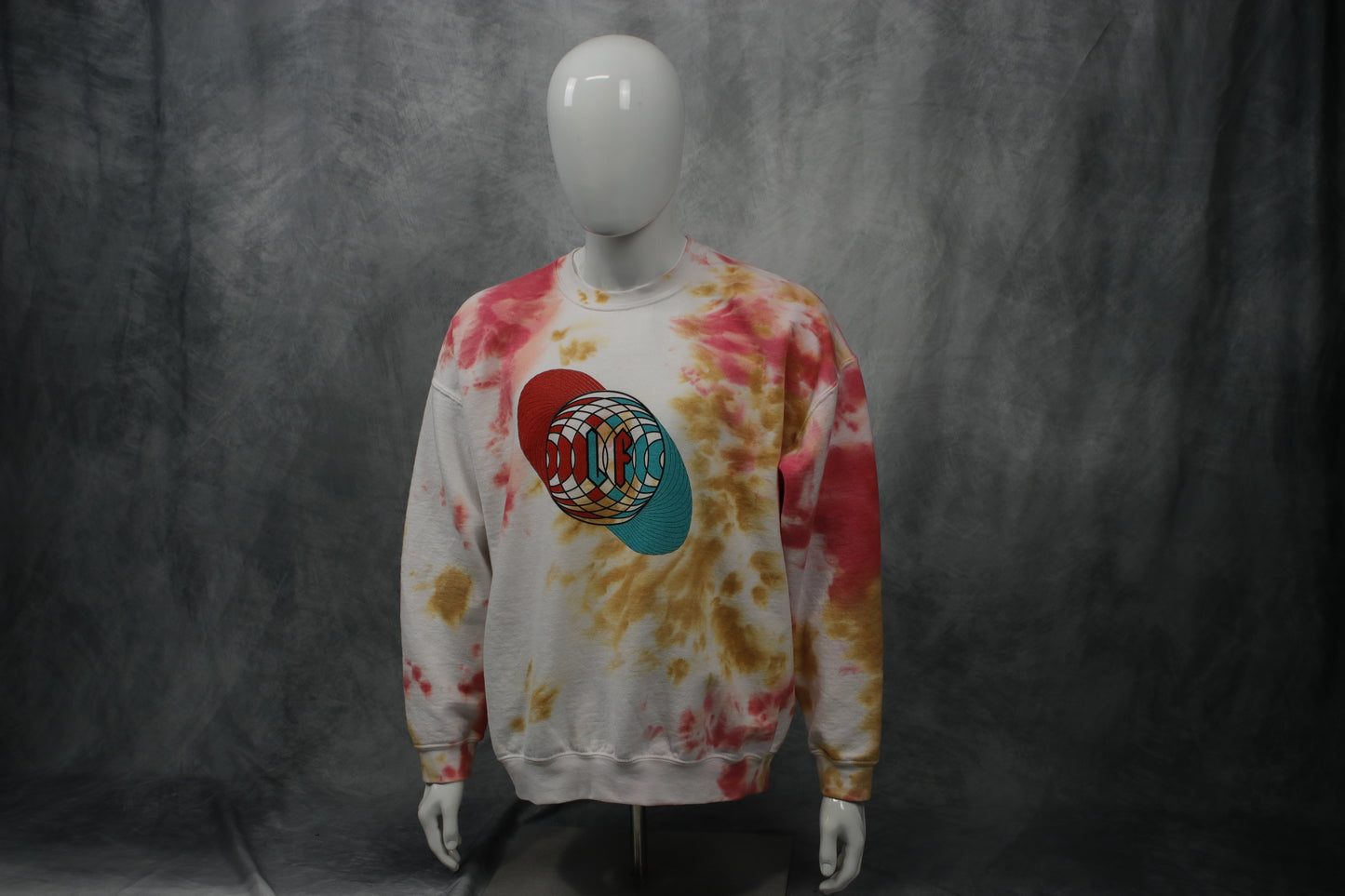 3D Optics Tie Dye White Pink Crew Neck