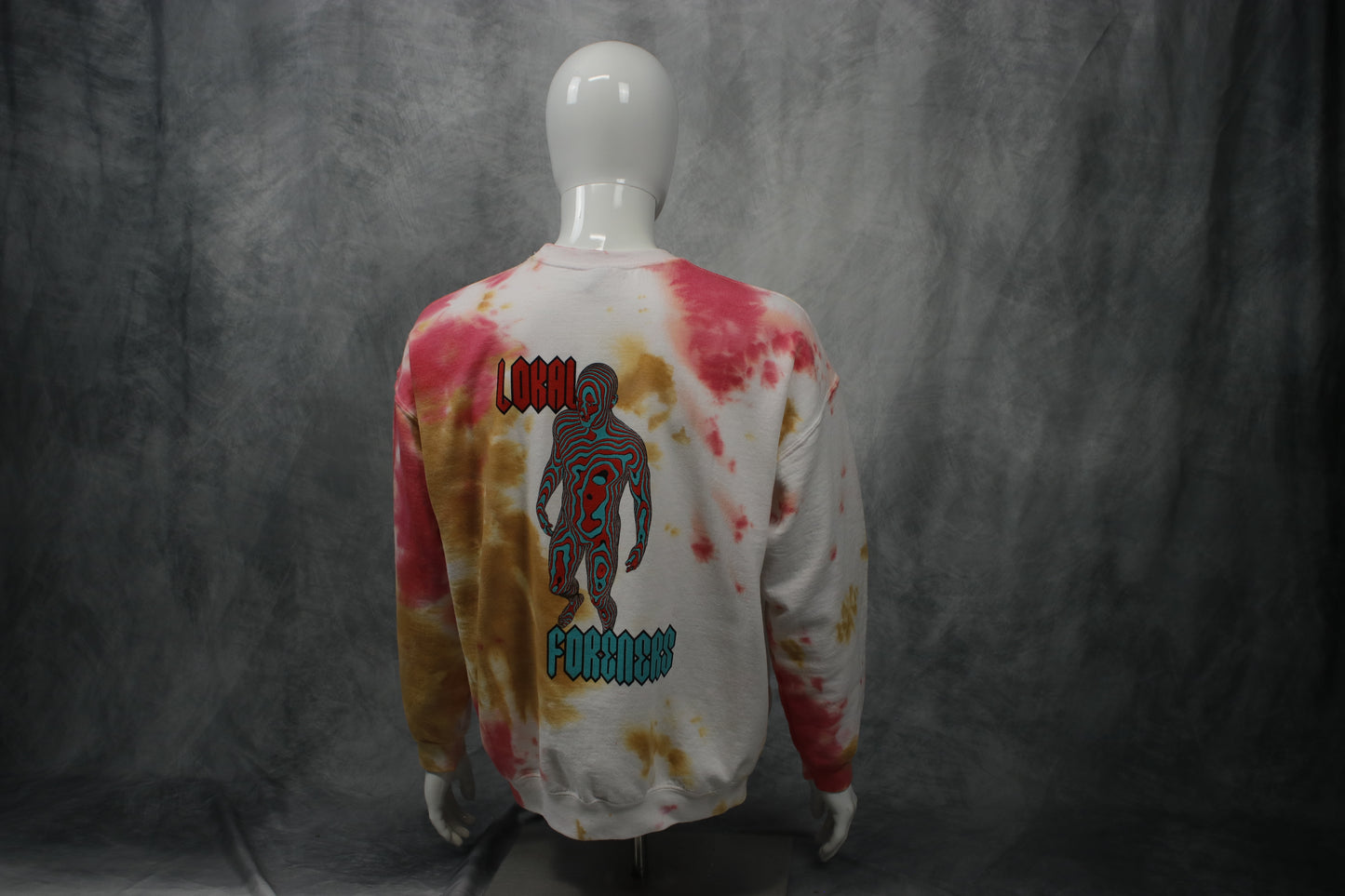 3D Optics Tie Dye White Pink Crew Neck