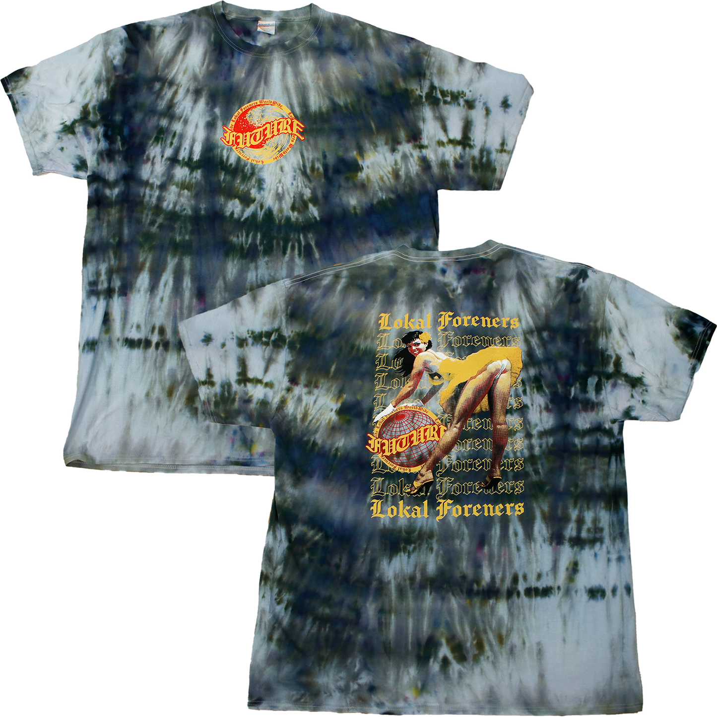 Yellow Red Future Wave Tie Dye Raven