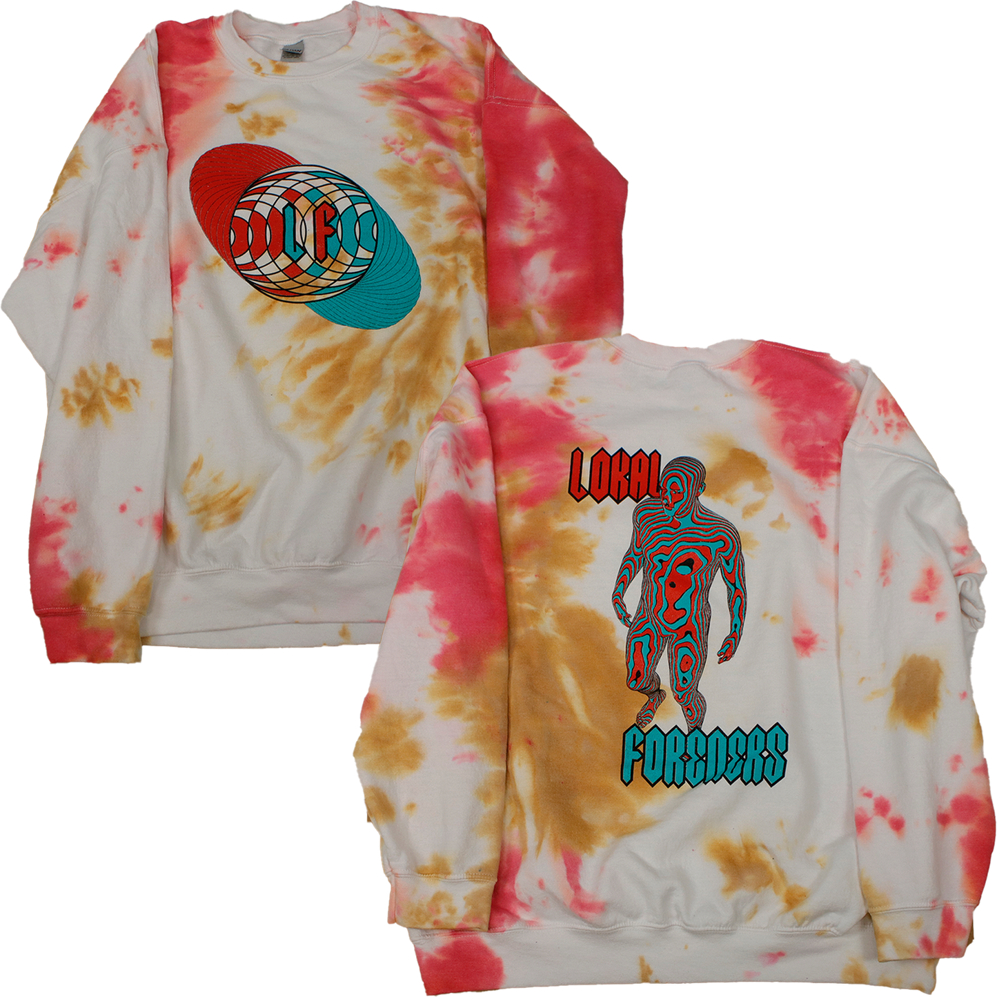 3D Optics Tie Dye White Pink Crew Neck