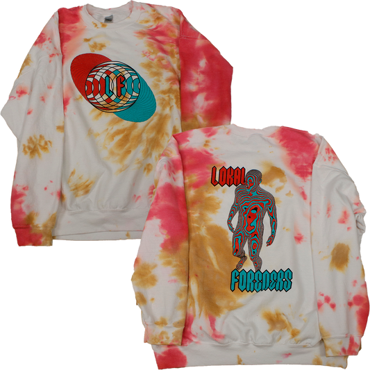 3D Optics Tie Dye White Pink Crew Neck